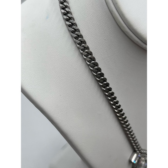 Juicy Couture Limited Edition Rhinestone Silver Tone Chain Statement Necklace - Picture 7 of 14